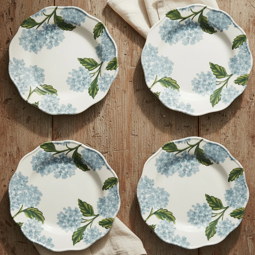 Rifle Paper Co. Hydrangea Melamine Dessert Plate Set