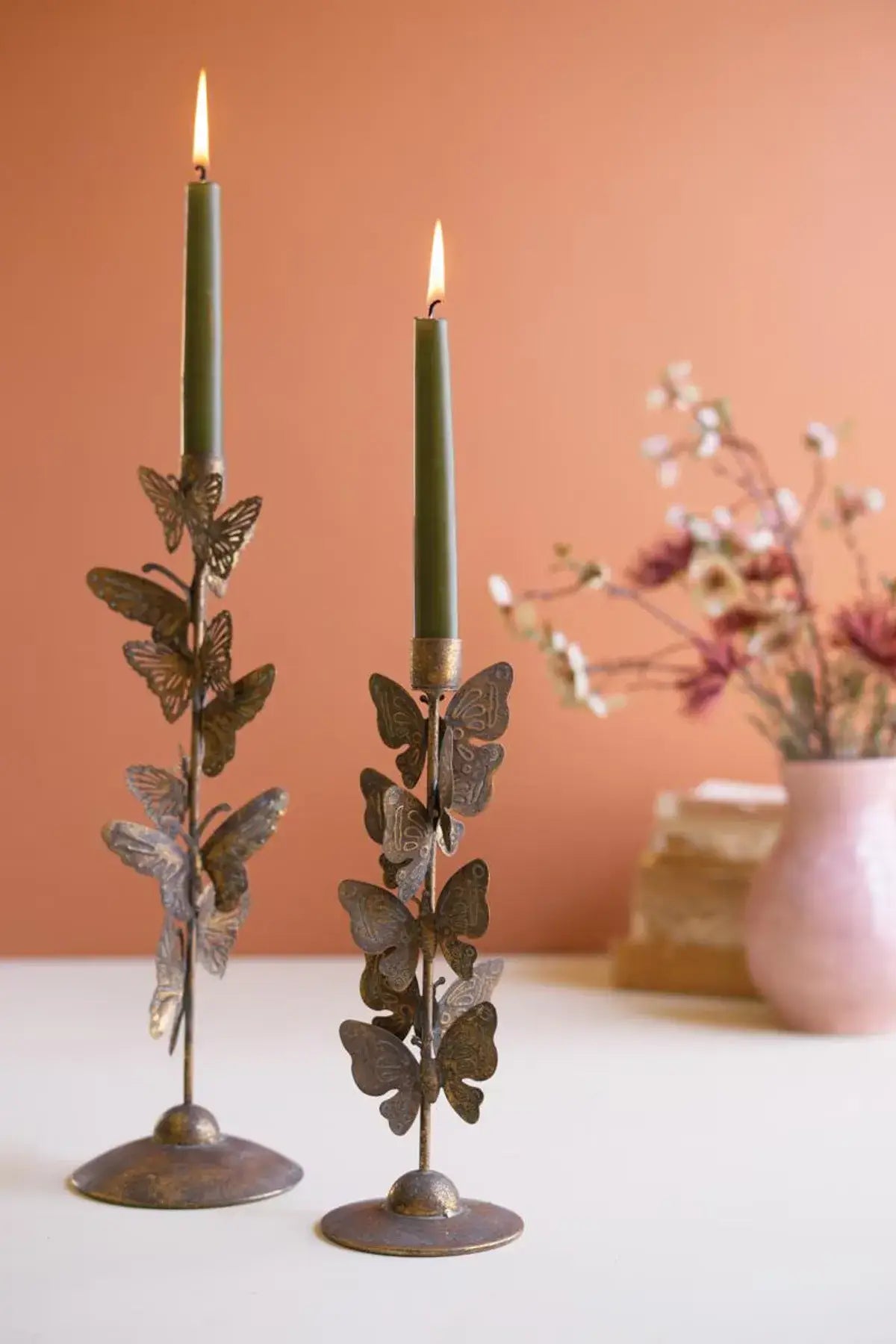 Butterflies Taper Candle Holder Set