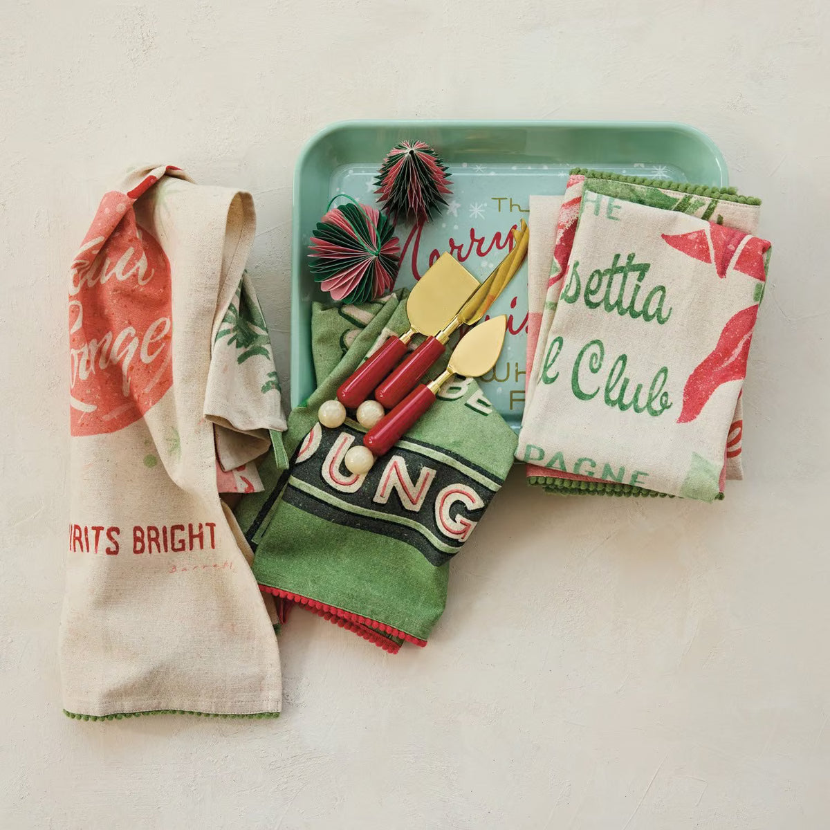 Holiday Bar Saying Cotton & Linen Tea Towel