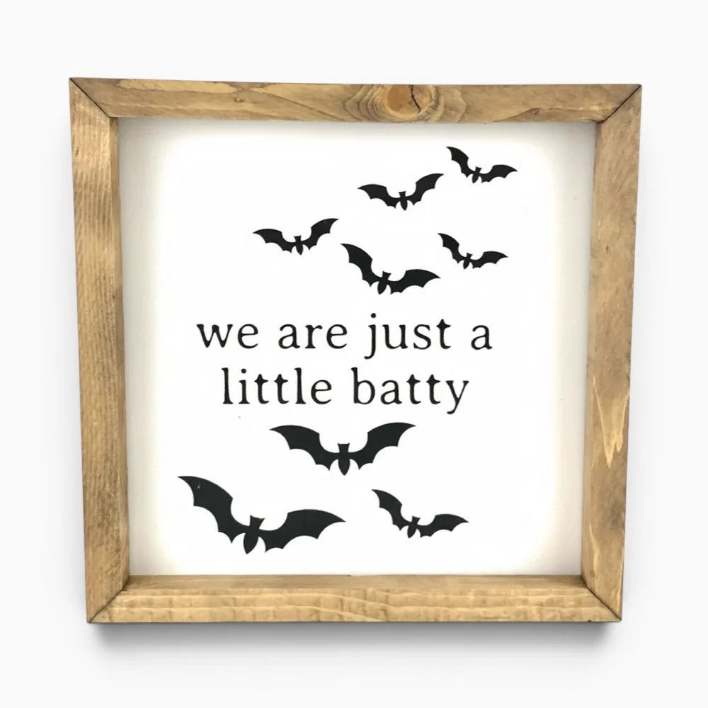 Just A Little Batty Framed Wood Print