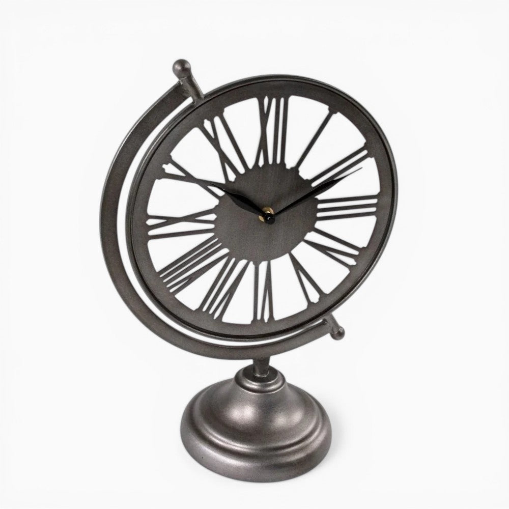 Globe Inspired Roman Numeral Table Clock