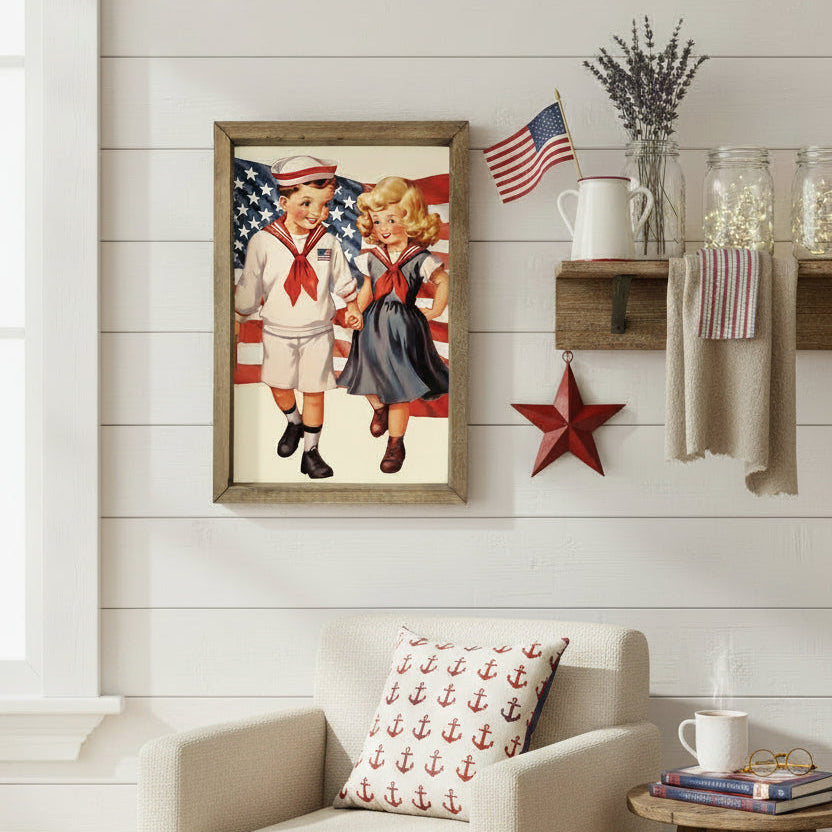 Vintage Sailor Couple Framed Art