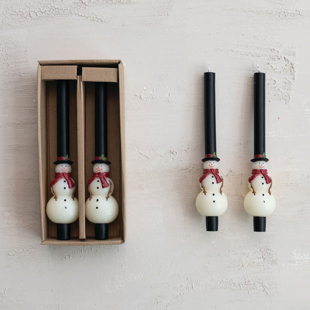 Snowman Shaped Taper Candle Set