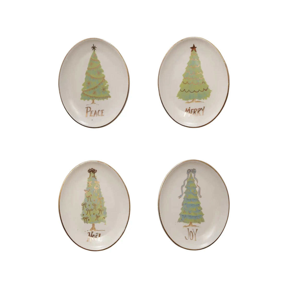 Christmas Tree Oval Stoneware Dish Set
