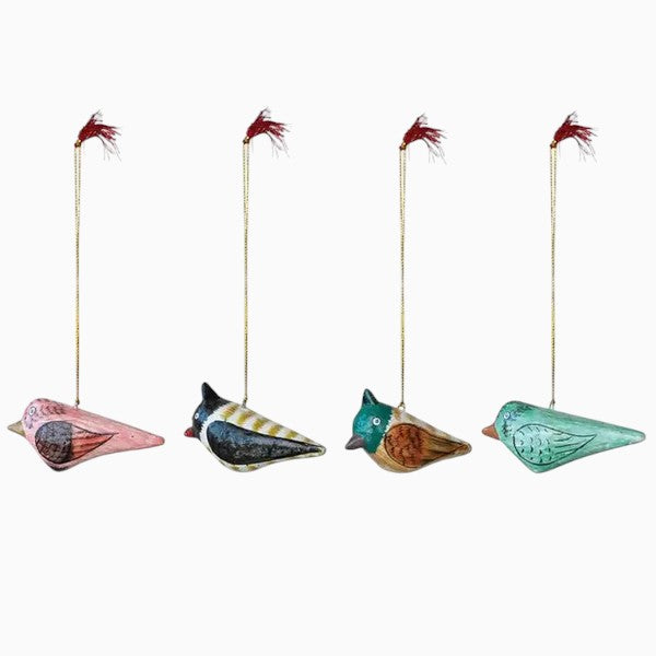 Paper Mache Bird Ornament Set