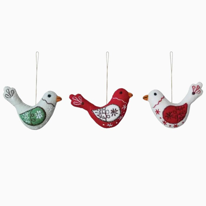 Wool Felt Bird Ornament With Embroidery Set