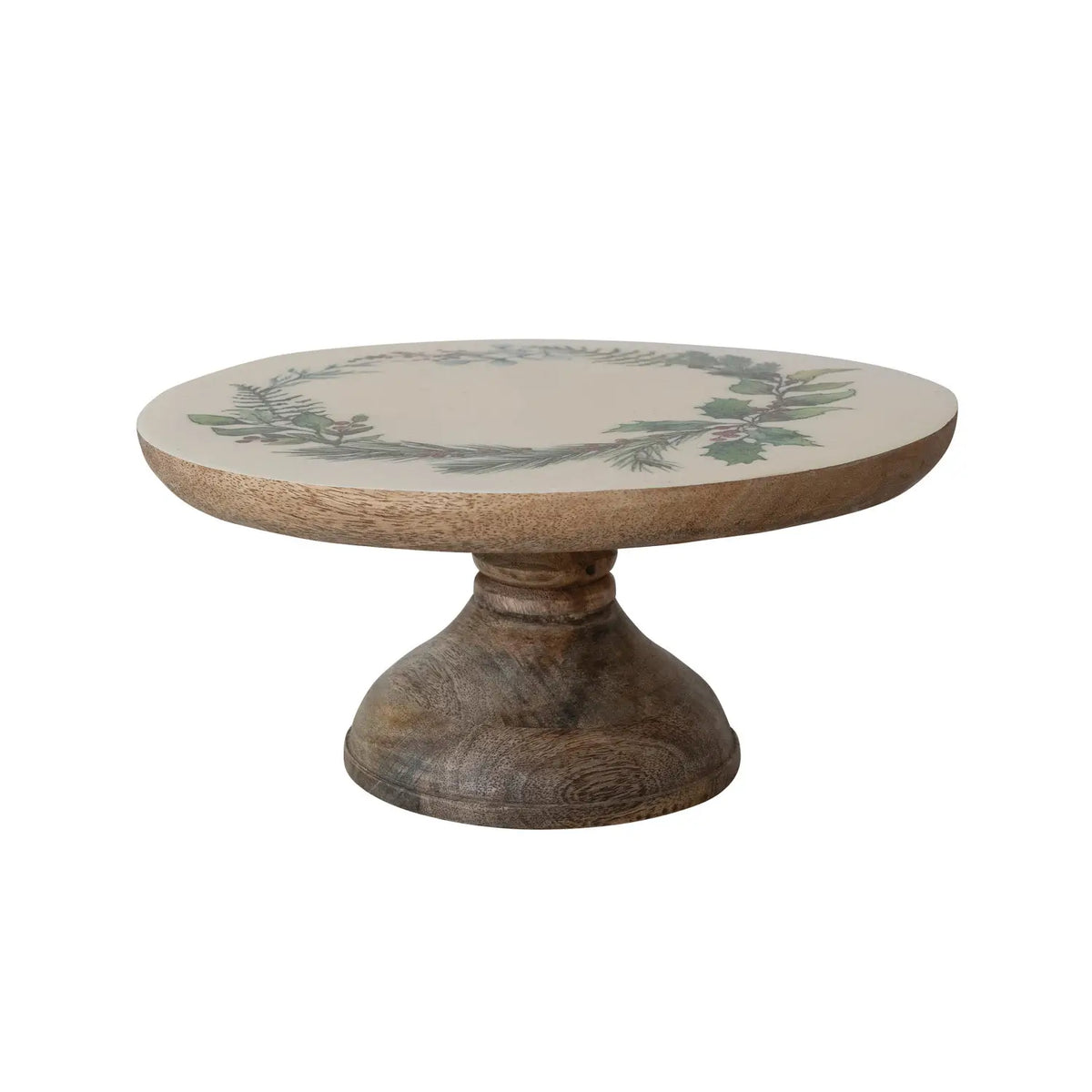 Pine Boughs & Berries Mango Wood Pedestal