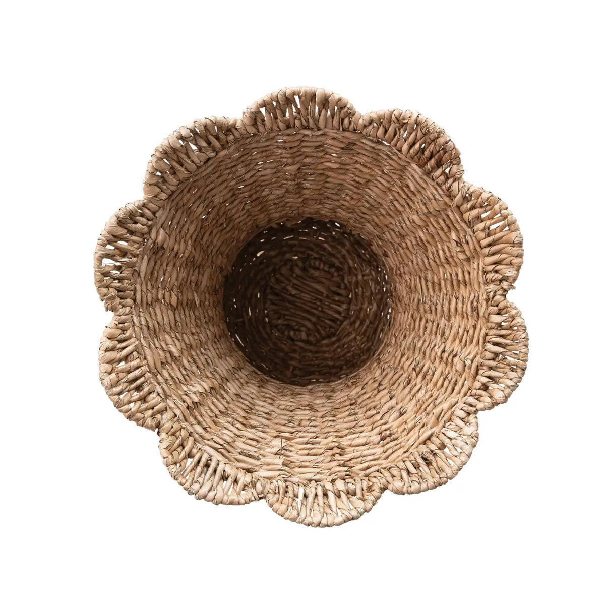 Hand Woven Rattan Scalloped Urn