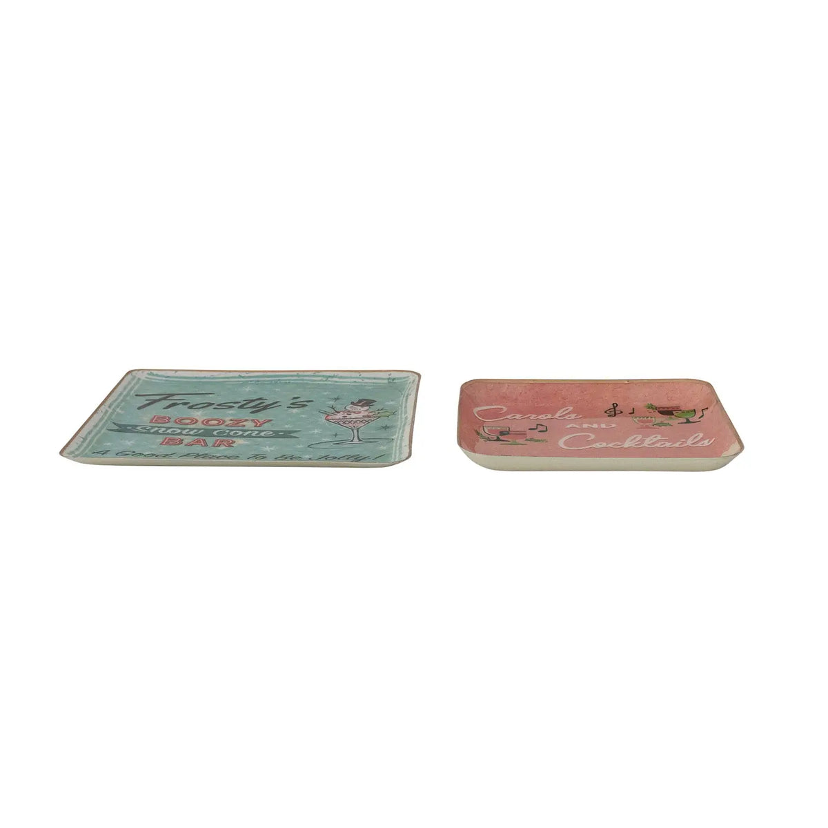 Holiday Bar Enameled Metal Tray Set