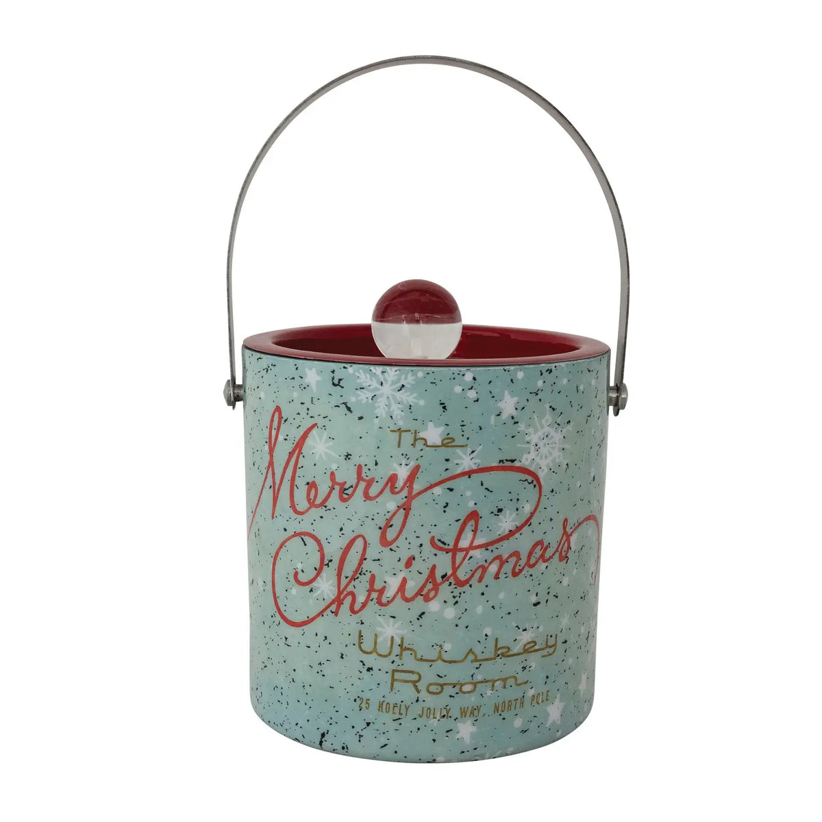Enameled Merry Christmas Ice Bucket