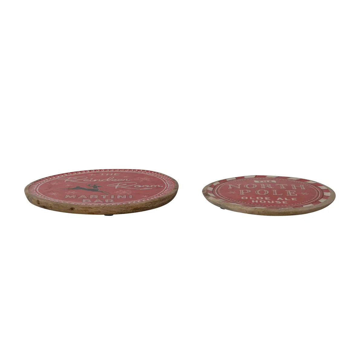 Holiday Bar Enameled Mango Wood Tray Set