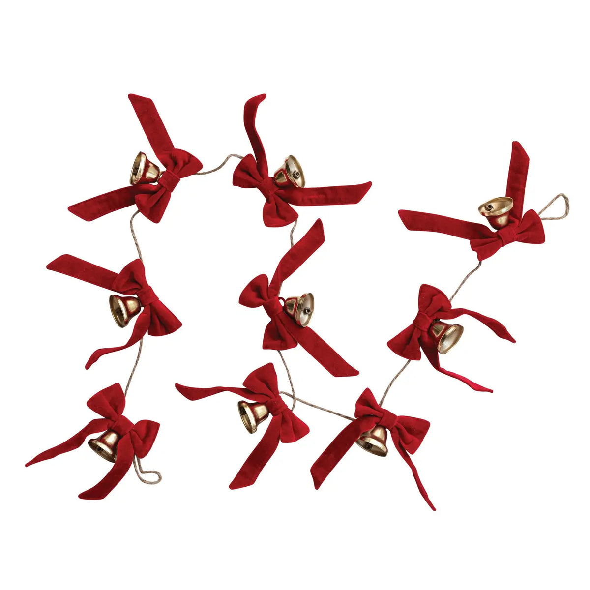 Velvet Bows & Metal Bell Garland
