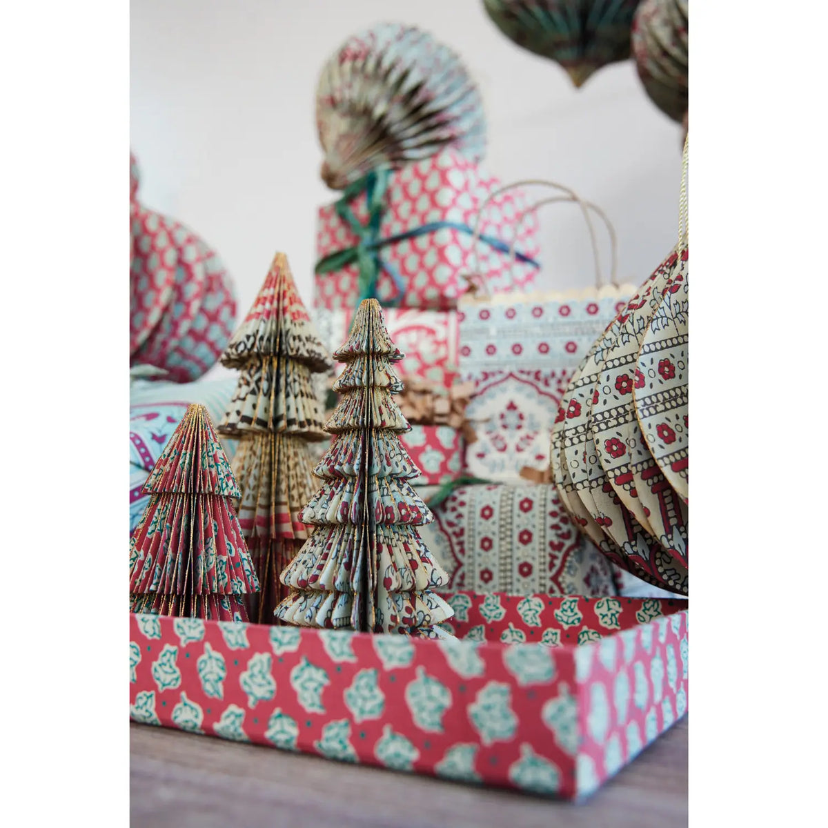 Handmade Recycled Block Printed Paper Folding Tree