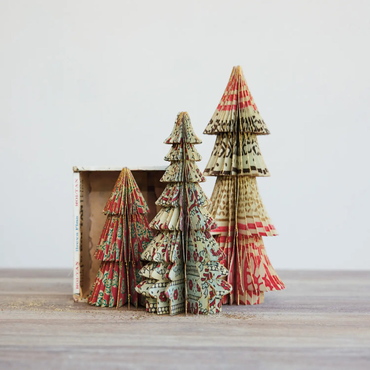 Handmade Recycled Block Printed Paper Folding Tree