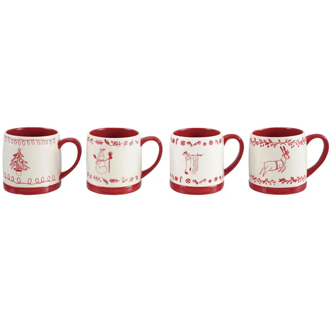 Red & White Holiday Stoneware Mug