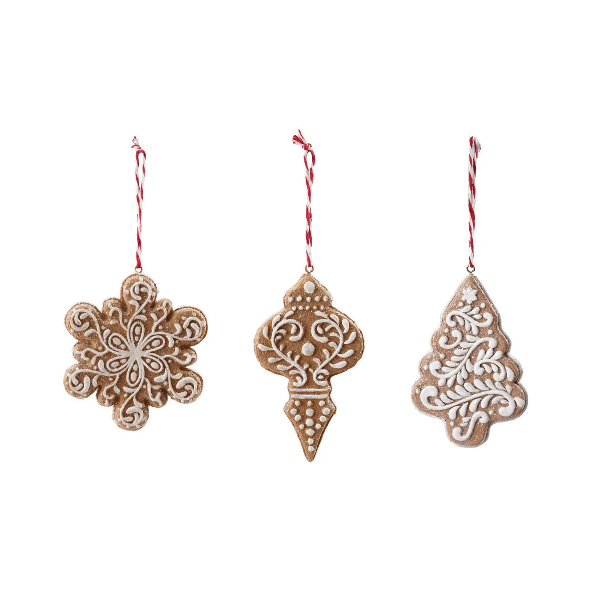 Glittered Gingerbread Cookie Shaped Ornament Set