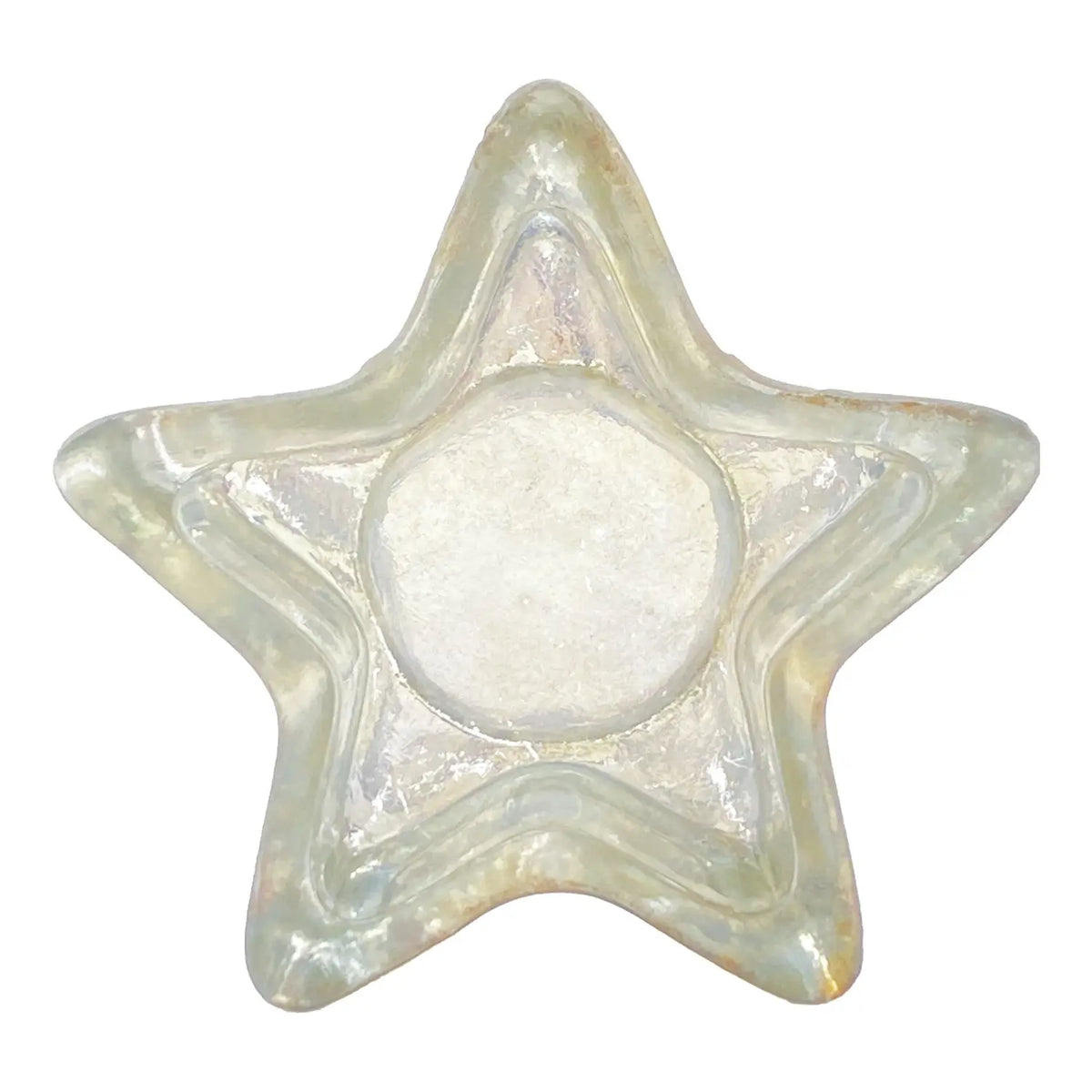 Pressed Frosted Glass Star Tealight Holder