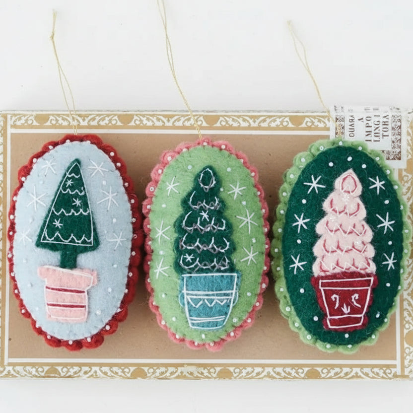 Wool Felt Embroidered Tree Ornament