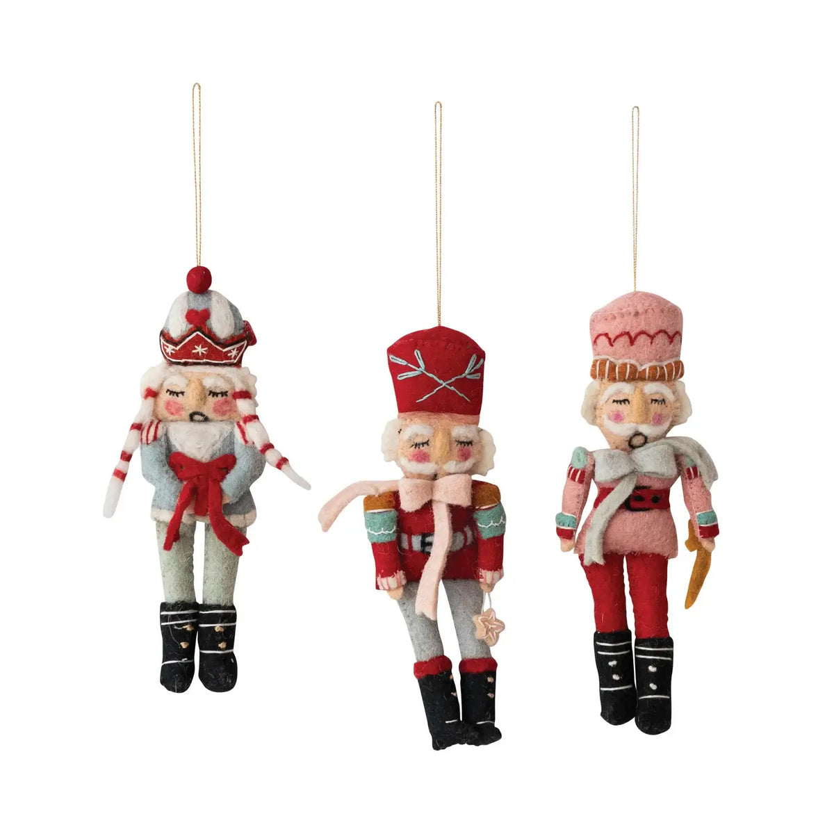 Wool Felt Embroidered Nutcracker Ornament