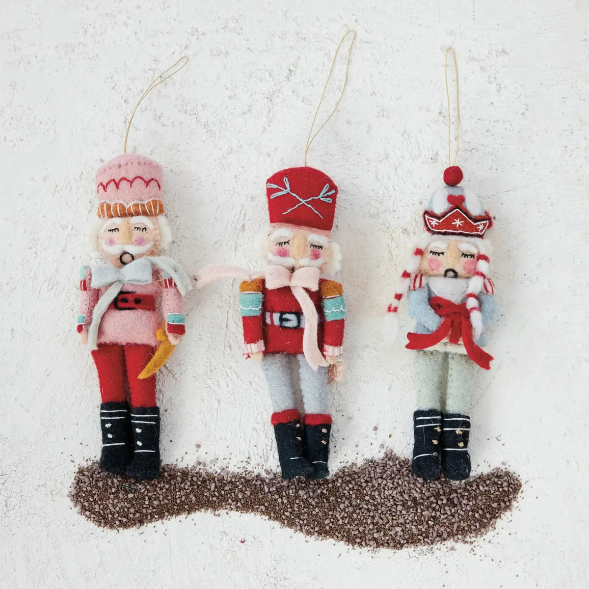 Wool Felt Embroidered Nutcracker Ornament