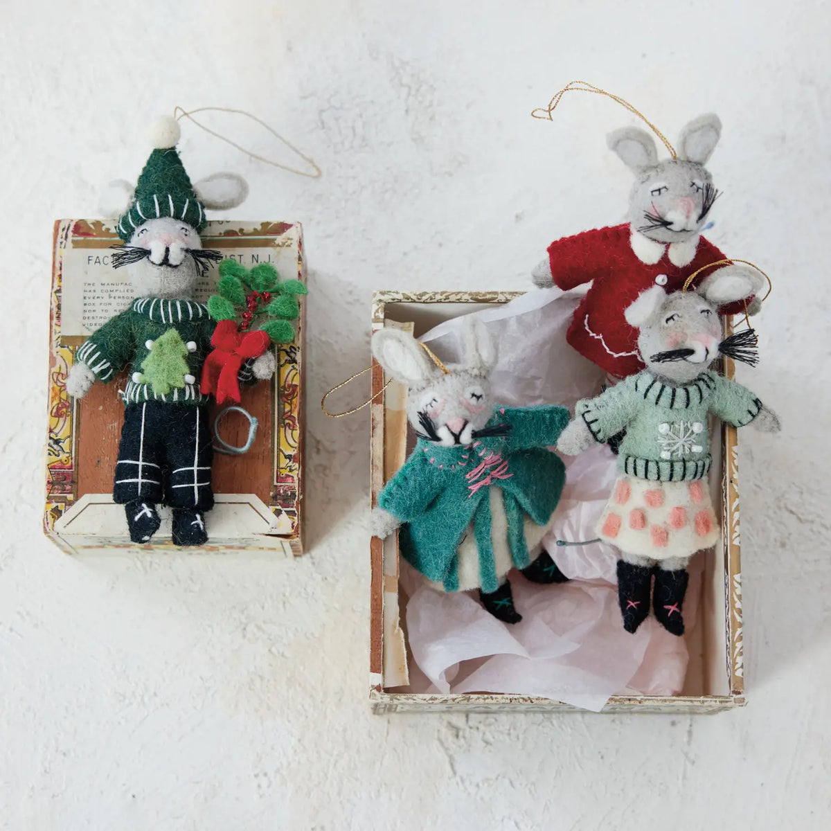 Winter Clothed Felt Mouse Ornament