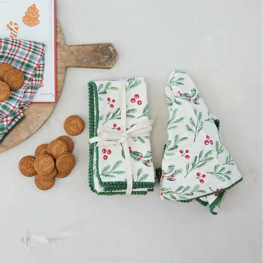 Cotton Mistletoe Printed Napkin Set
