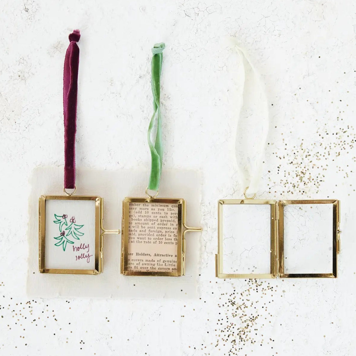 Brass & Glass Photo Frame Ornament Set