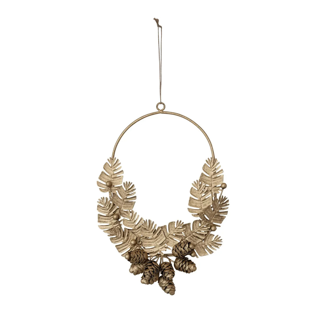 Metal Leaves & Pinecones Wreath