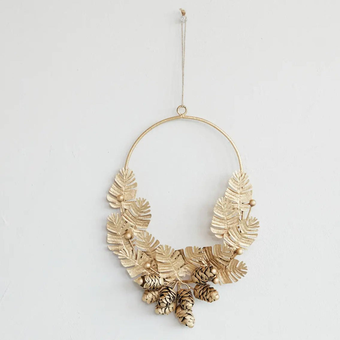 Metal Leaves & Pinecones Wreath