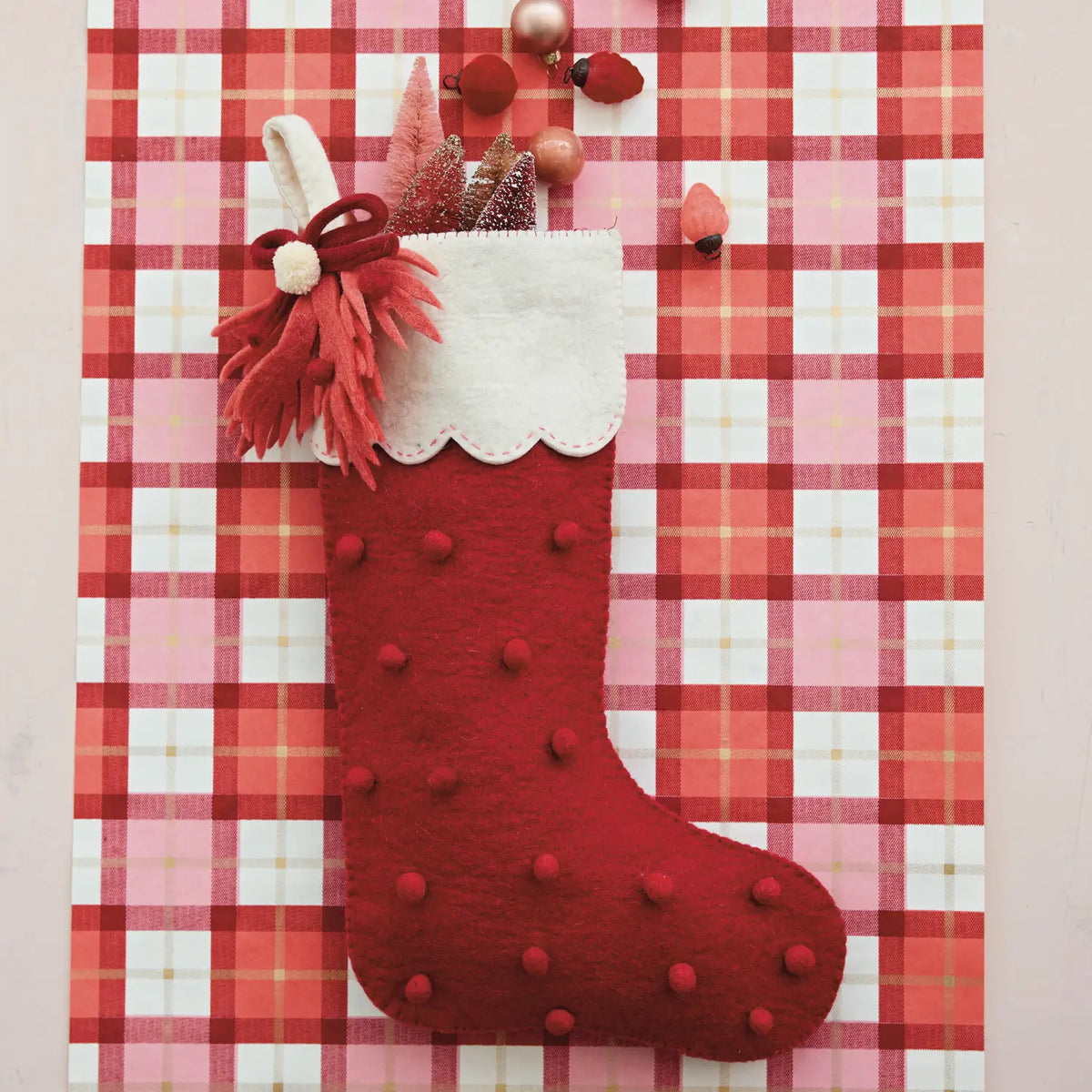 Scalloped Cuff Wool Felt Stocking