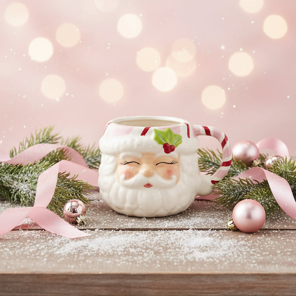 Hand Painted Santa Head Shaped Mug