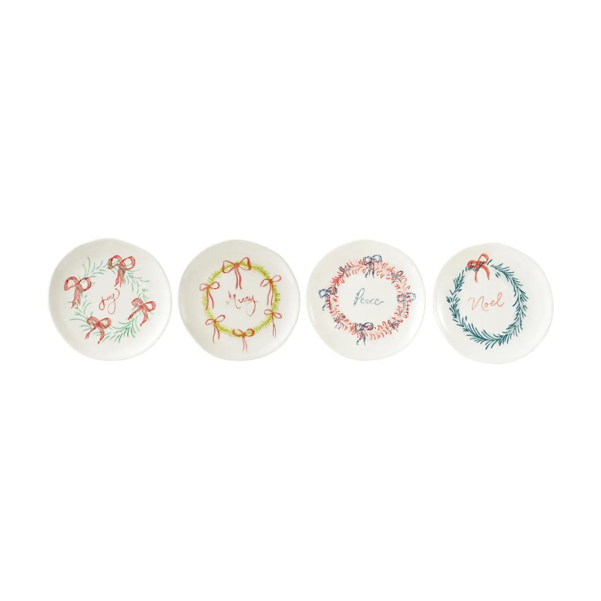 Holiday Wreath Stoneware Plate Set