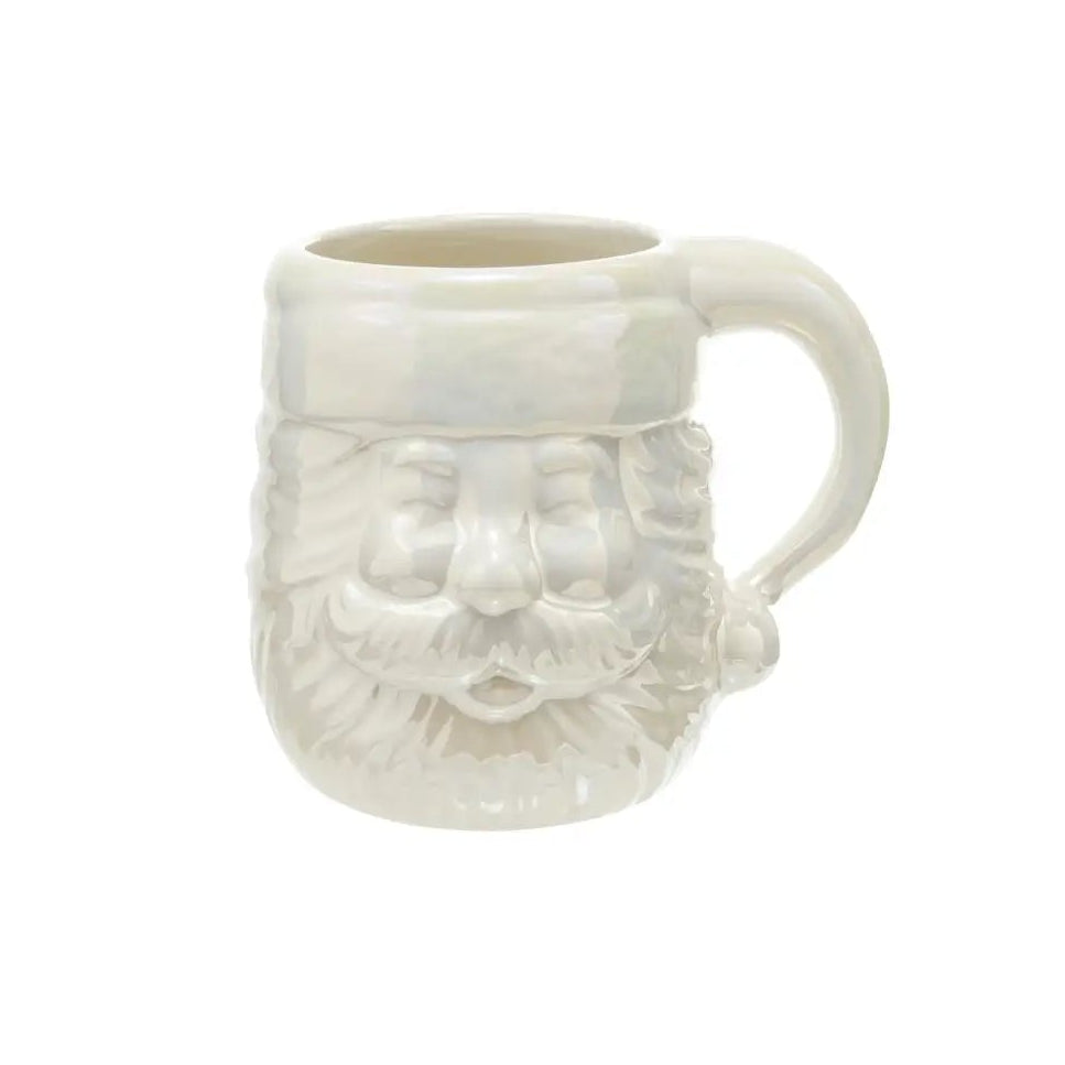 Iridescent Stoneware Santa Mug