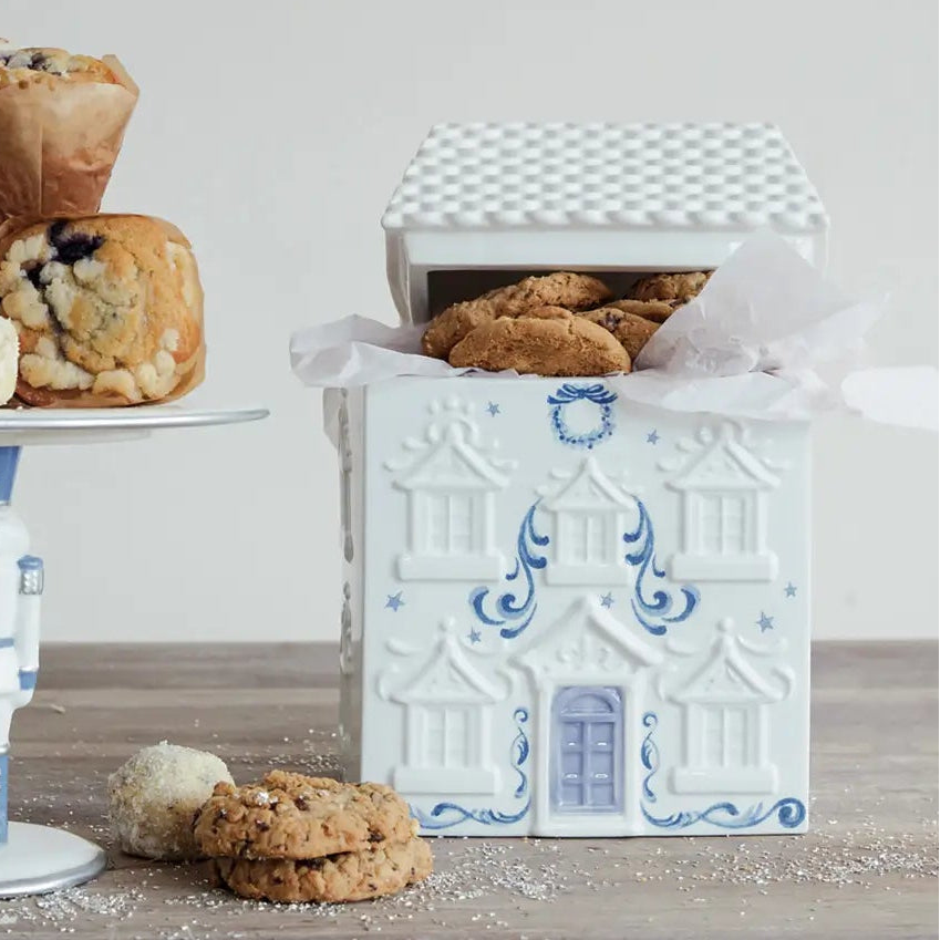 Ceramic House Shaped Cookie Jar