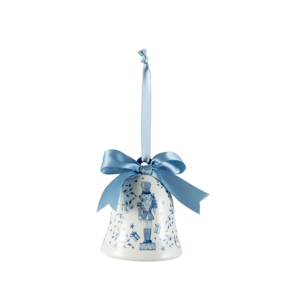 Ceramic Blue & White Nutcracker Bell Ornament