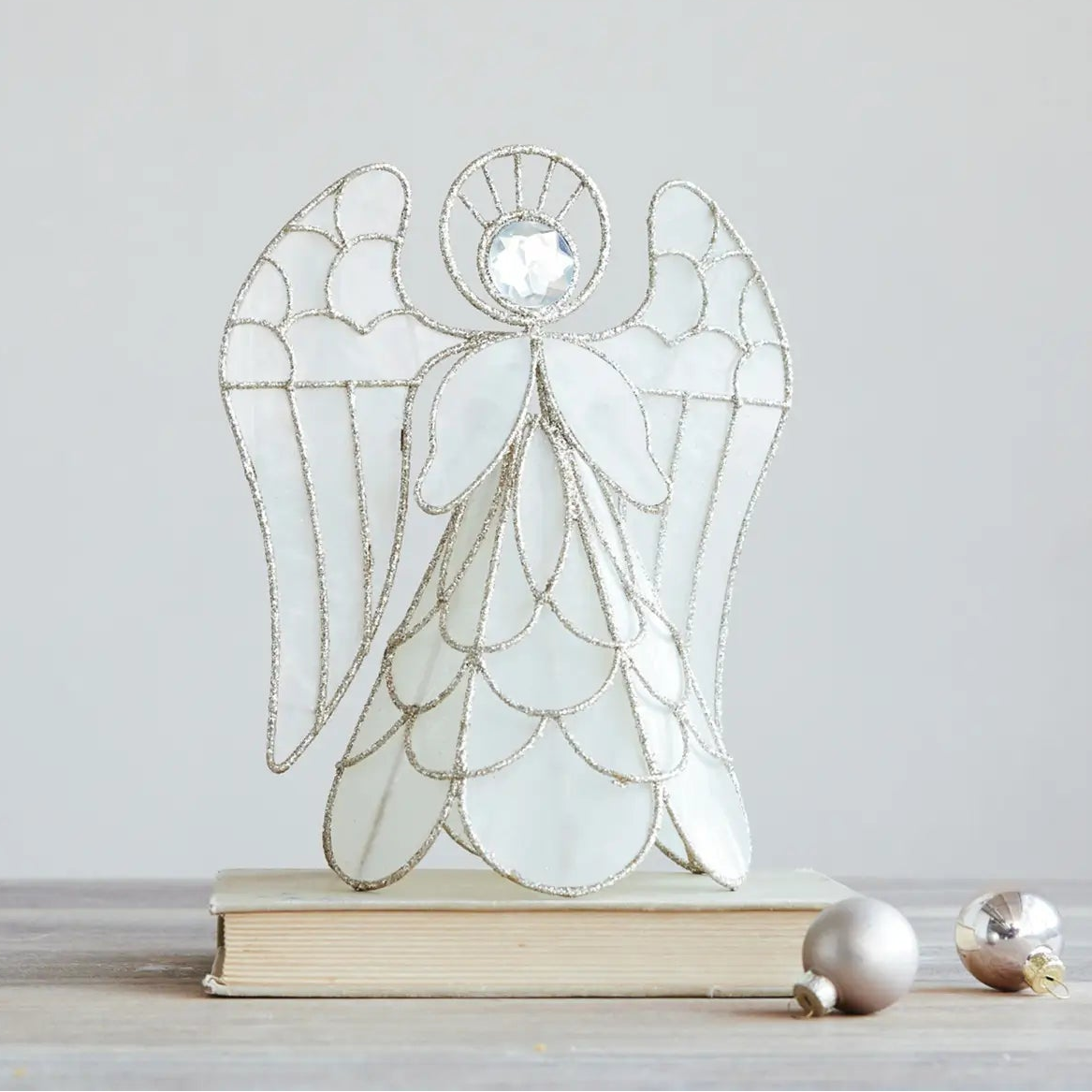 Metal & Faux Capiz Angel Tree Topper