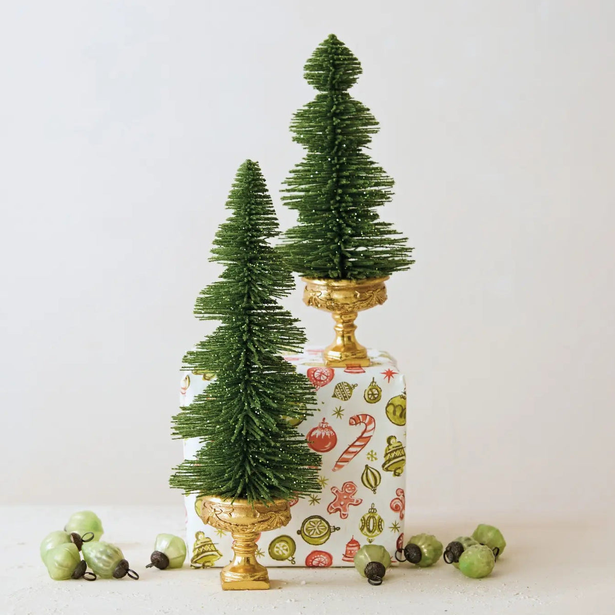 Bottle Brush Tree In Glittered Urn Base