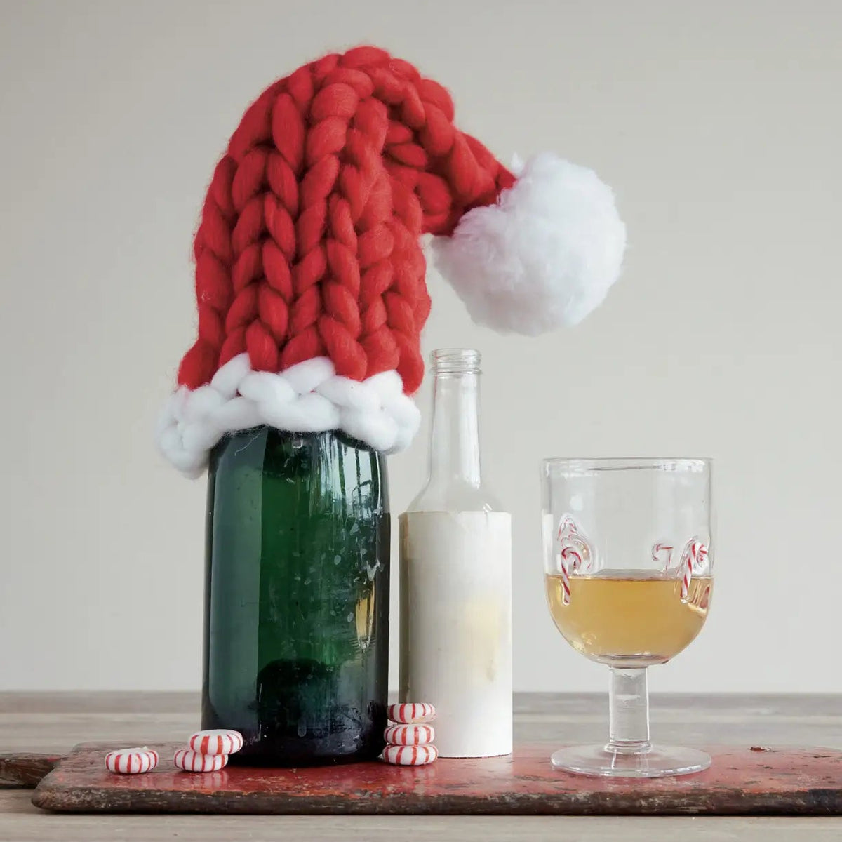 Knit Santa Hat Bottle Topper