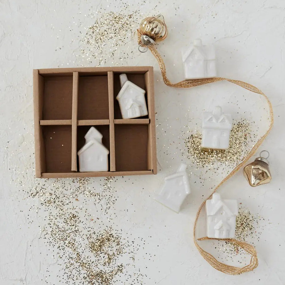 White Stoneware Village Set