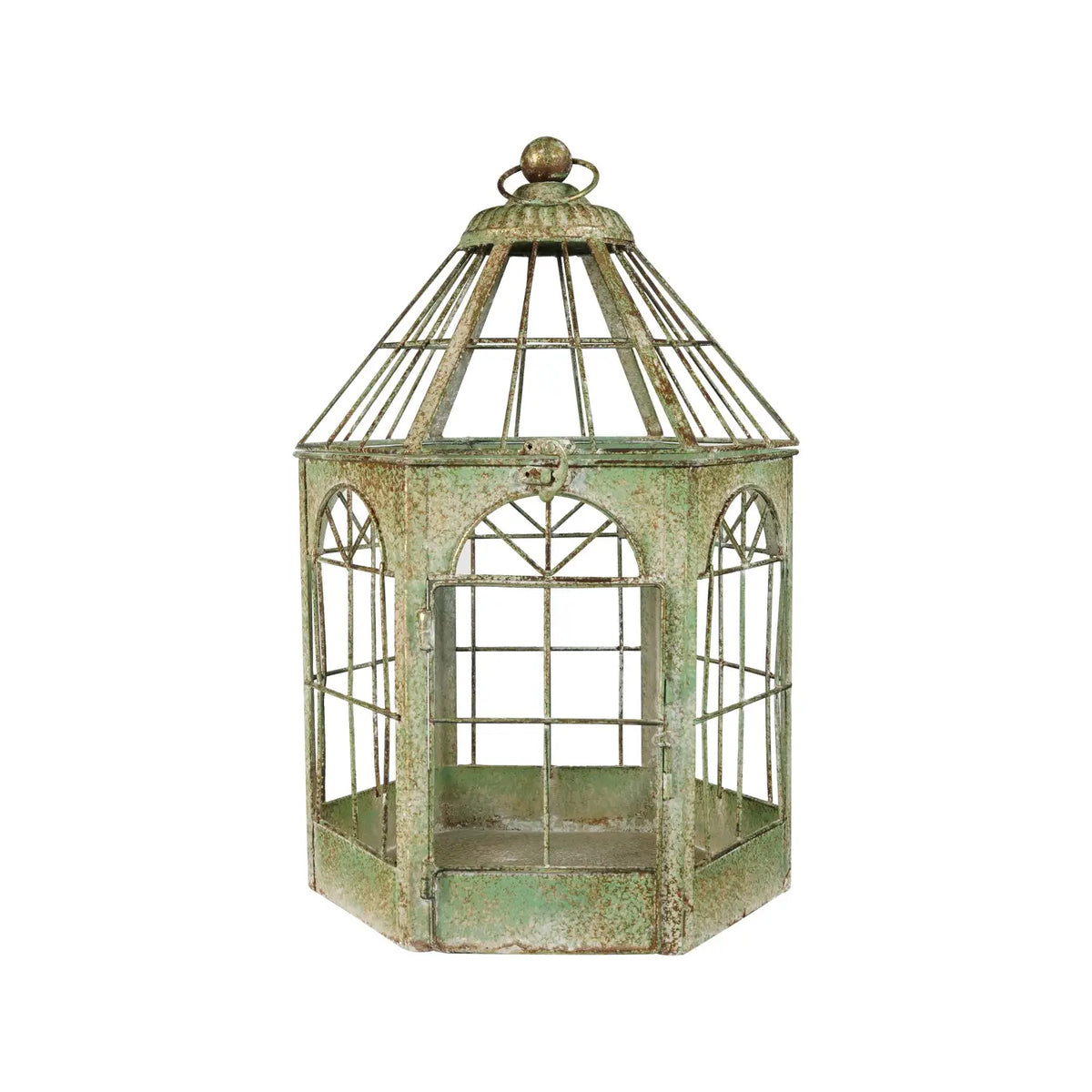 Verdigris Finish Metal Terrarium