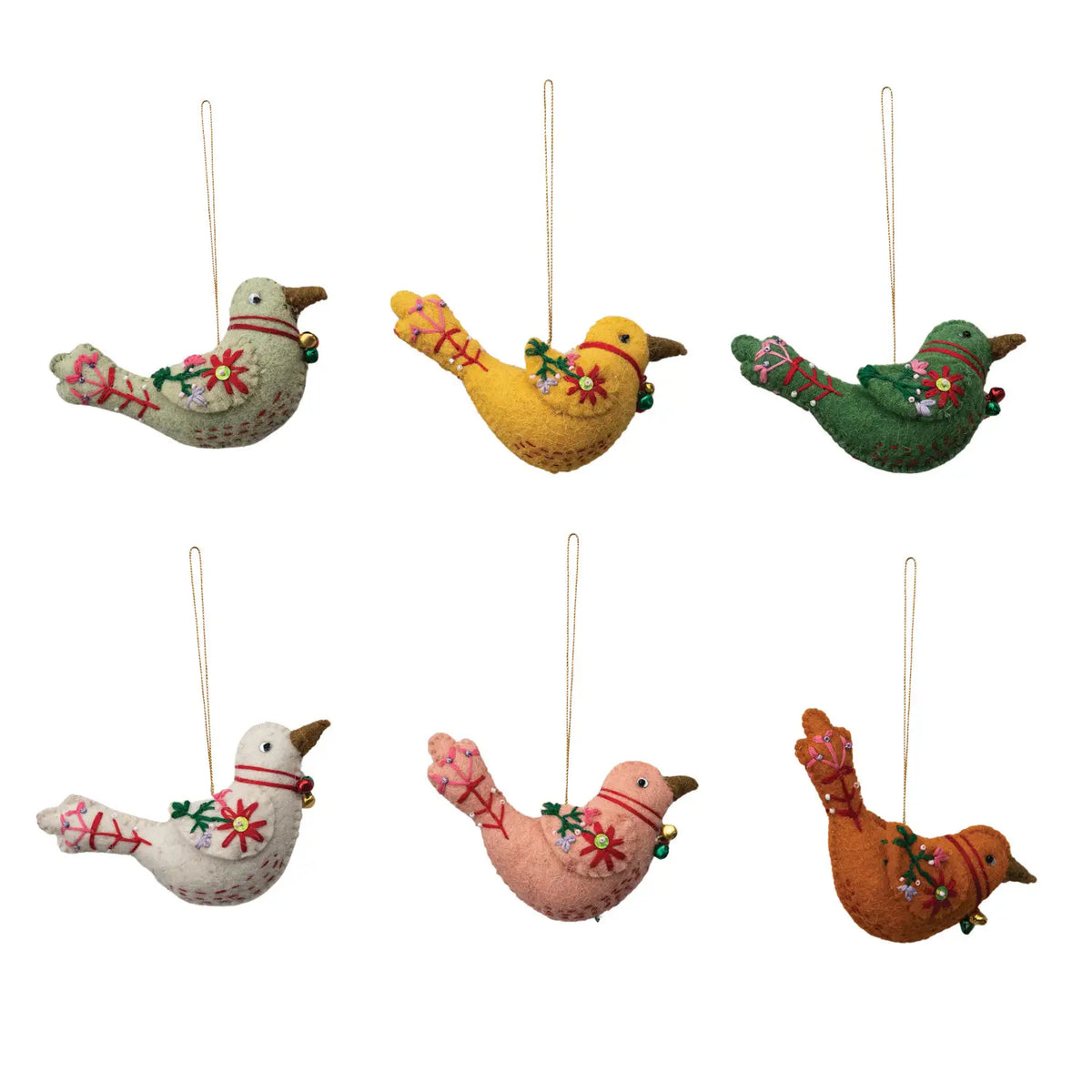 Wool Felt Embroidery Bird Ornament