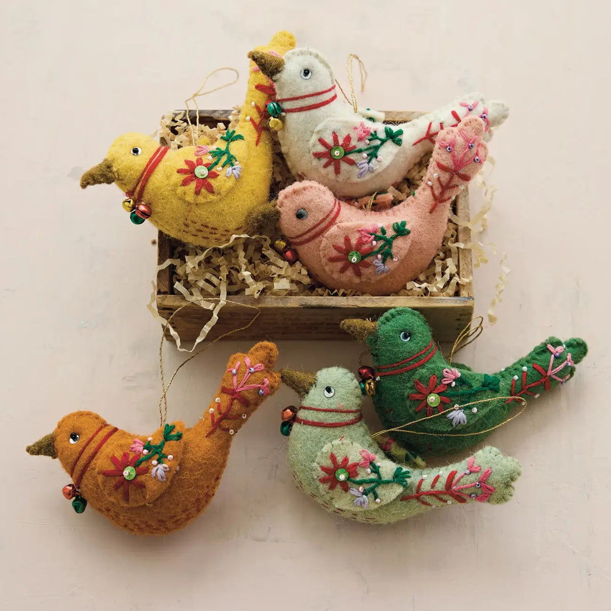 Wool Felt Embroidery Bird Ornament