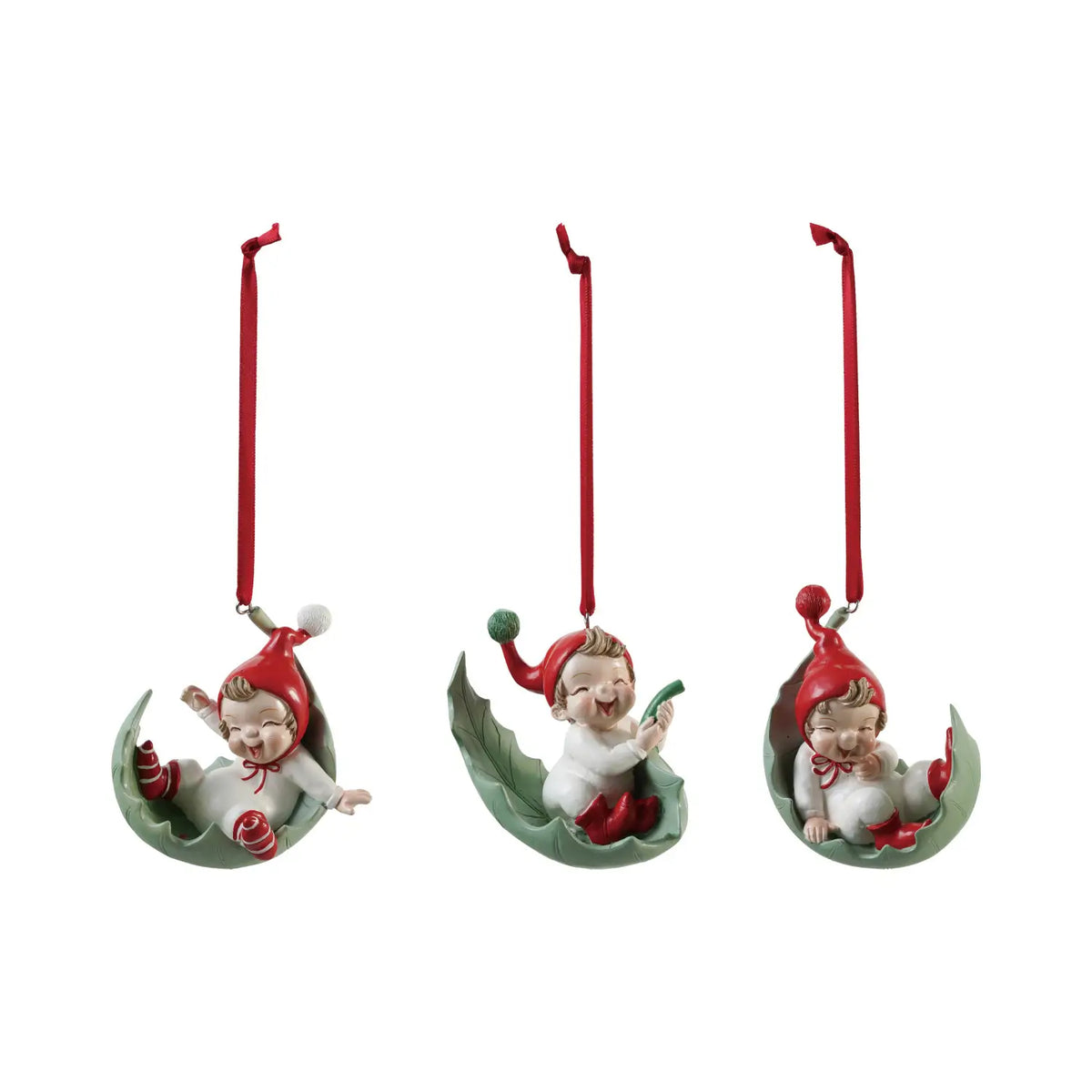 Resin Elf On Leaf Ornament