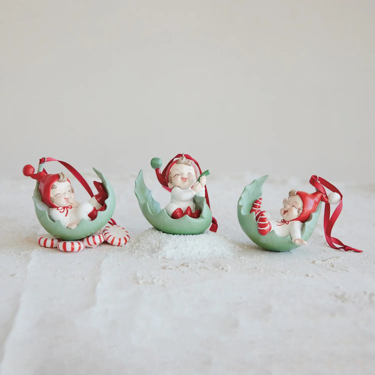 Resin Elf On Leaf Ornament