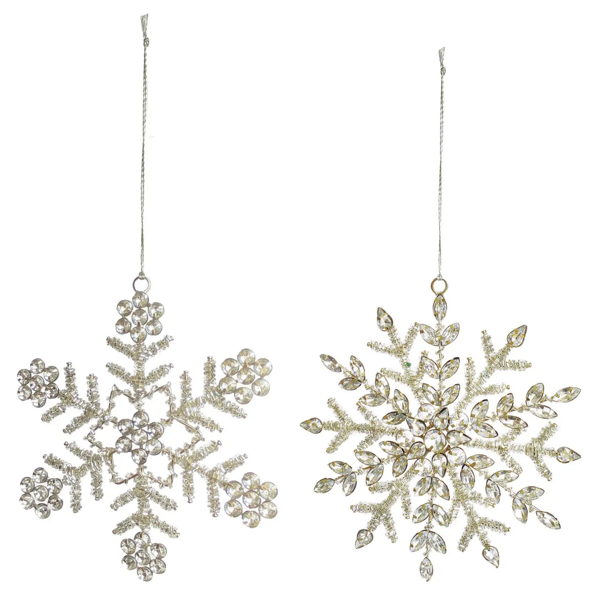 Metal & Glass Beaded Snowflake Ornament
