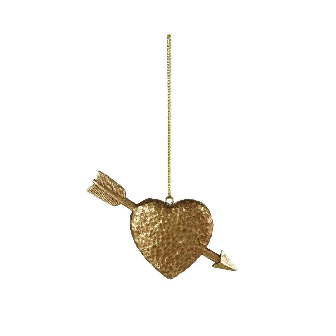 Hammered Resin Heart With Arrow Ornament