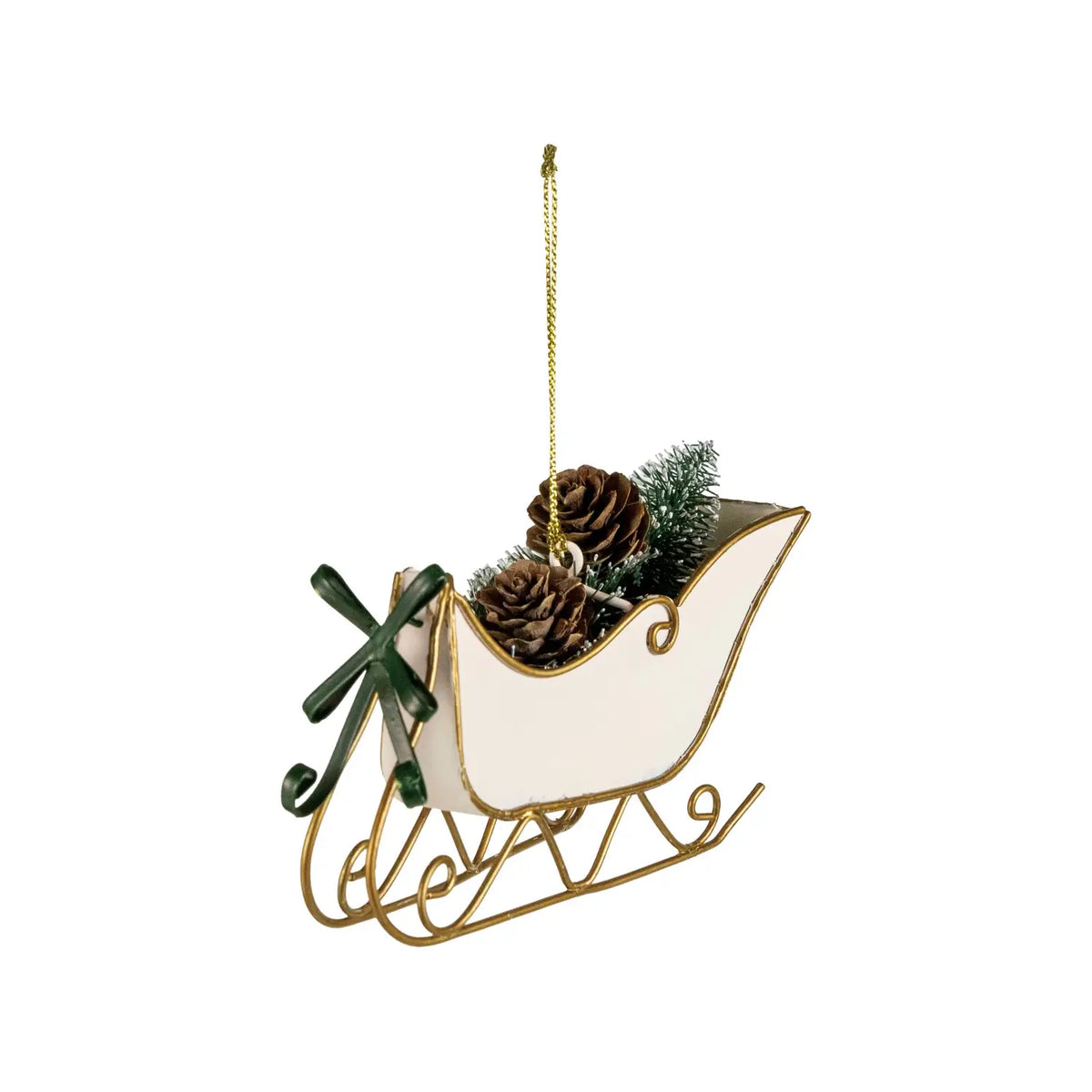 Metal Sleigh & Bottle Brush Tree Ornament
