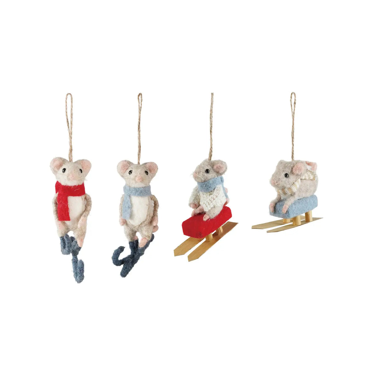 Felt Mouse Sledding Ornament