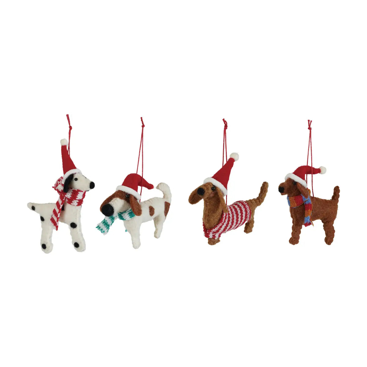 Wool Felt Holiday Hat Dog Ornament