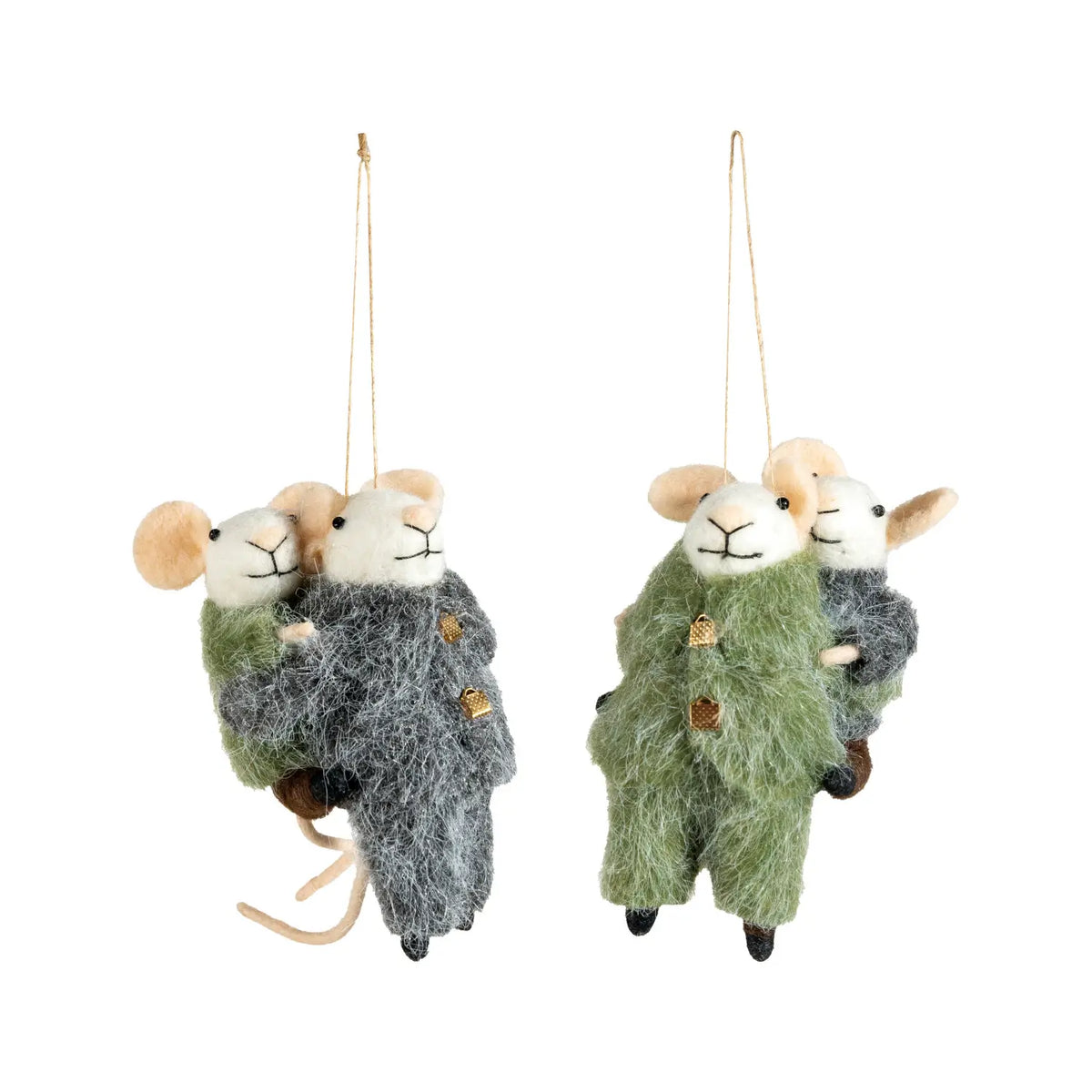 Wool Felt Piggyback Mouse Ornament